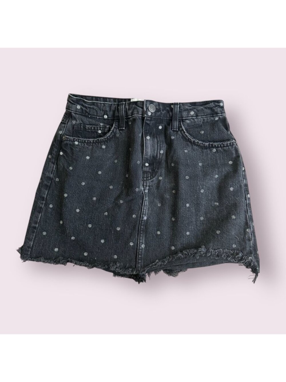 CURRENT ELLIOTT Black Polka Dot Denim Skirt Size 27